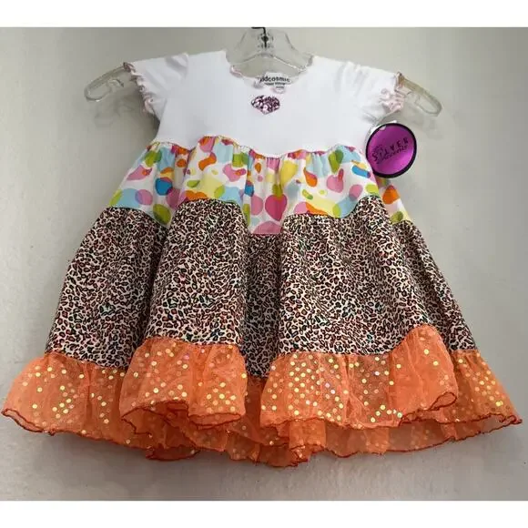Rainbow baby Dress Mix Print Ruffle Casual Short Sleeve toddler size 2T - Picture 2 of 9